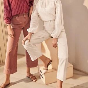 Ann Taylor • The Easy Straight White Ankle Cut High Waist Pants